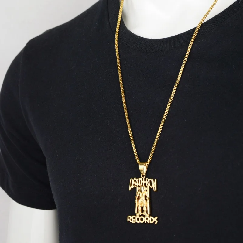 TUPAC DEATHROW Records Chain Hip Hop Necklace For Men Stainless Steel Pendant Jewelry Gift 5