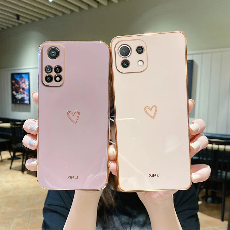 Stylish Square Plated Love Heart Silicone Phone Case