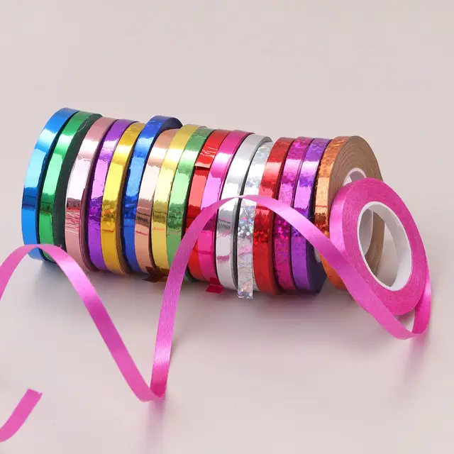 Rouleaux de ruban de ballons de 5mm, 10 mètres/rouleaux, accessoire de fête d'anniversaire et de mariage, chaîne de ballons Laser, rubans en Satin, artisanat, décoration de fête DIY 3