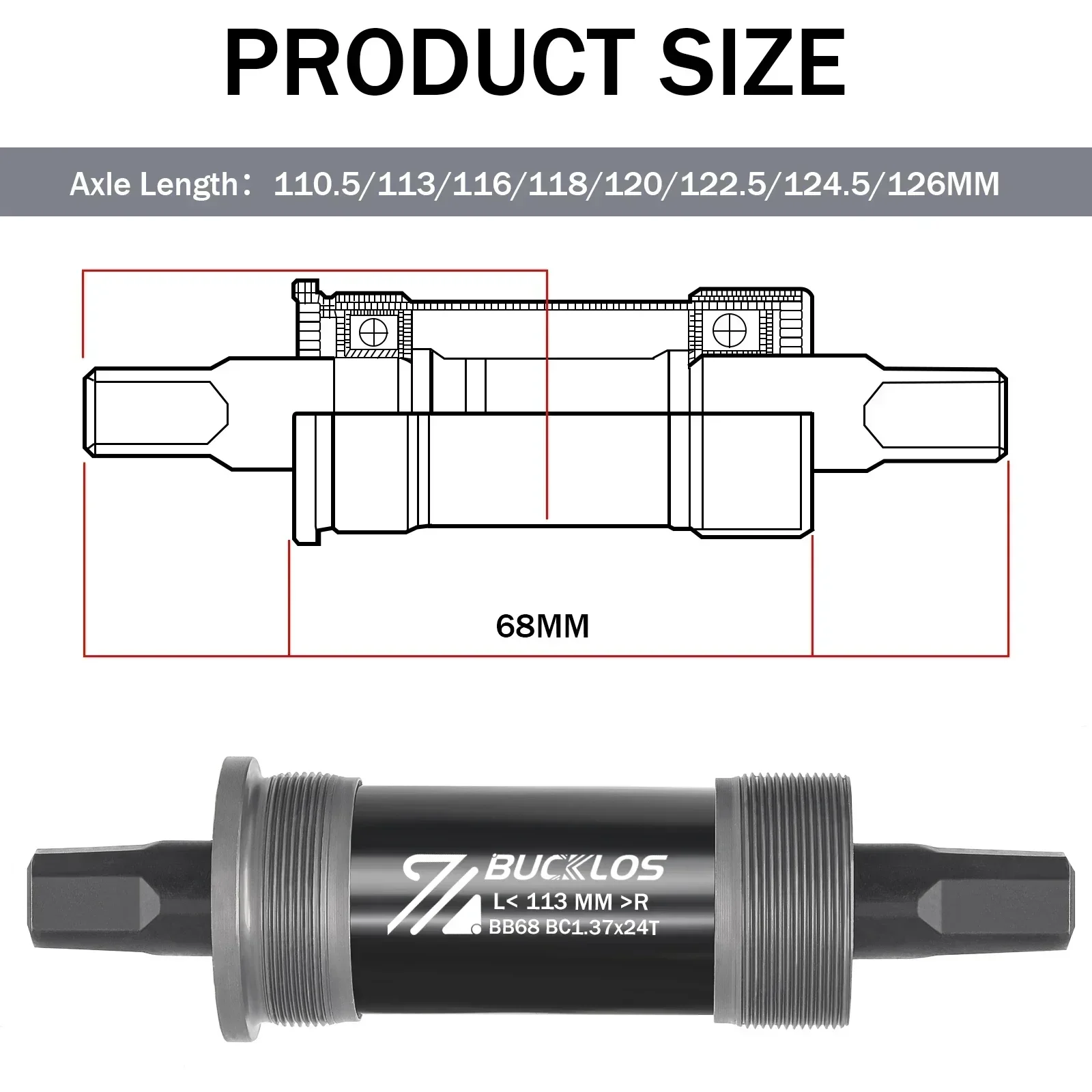 Movimento Centrale BSA 68mm Per Bici – Scatola Pedivella Filettata Con Viti Impermeabili, Per Manovella Quadra