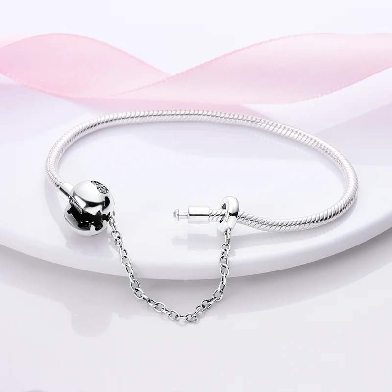 Original neues Armband aus 925er-Sterlingsilber mit Herzkette, Charm-Armband für Damen, passend für Original-Charm, DIY-Schmuckherstellung, Silber-Geschenk – Detail 13