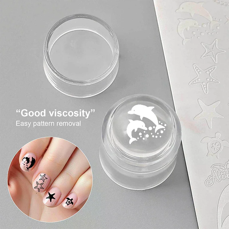 Erasable Mini Small Single Head Silicone Seal Nail Steel Plate Transfer Tool Stamping Jelly With Scraper French Tip Nail Stamper