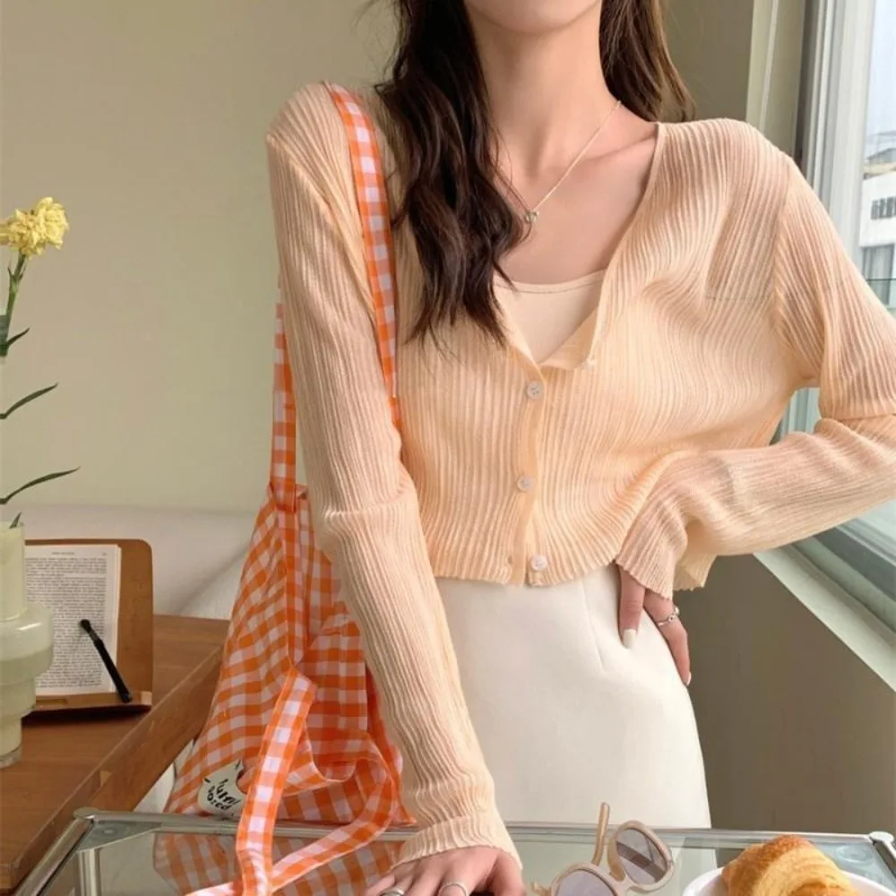 

Блузка женская тонкая с вырезами, модная пляжная одежда с длинным рукавом для защиты от солнца, свободный трикотажный топ для отдыха, на лето