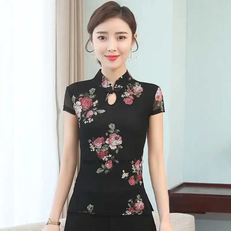 2024 chinese traditional qipao blouse improved qipao women national improved qipao blouse flower print tang suit chinese blouse