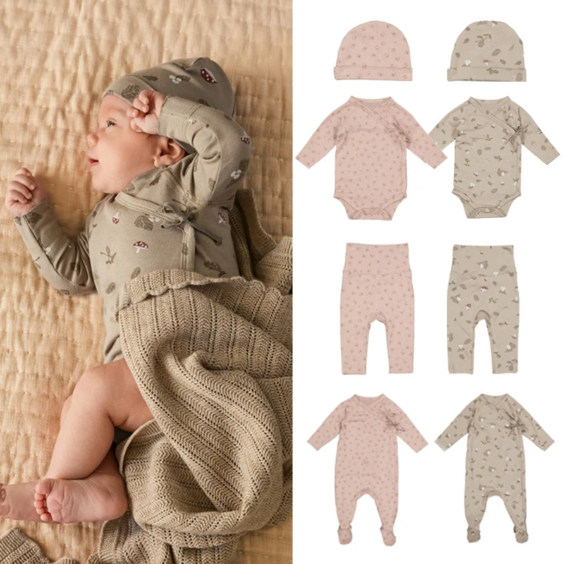2022 Summer New Toddler Baby Boys Girls Clothes Sets Infant Newborn Cotton Cute Print Long Sleeve Bodysuits Ropmer + Pant Suits baby clothing set long sleeve	