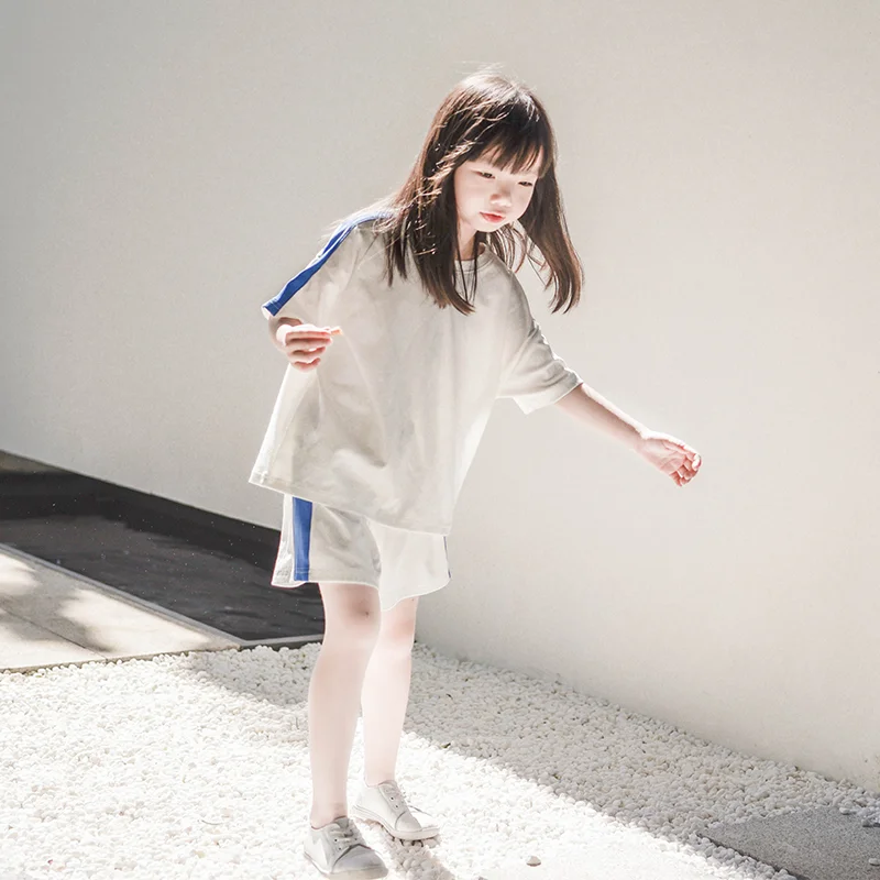 어린이 여름 캐주얼 화이트 코튼 복장 반바지 티셔츠 정장 소년 소녀 906 동화 시리즈 아동 의류