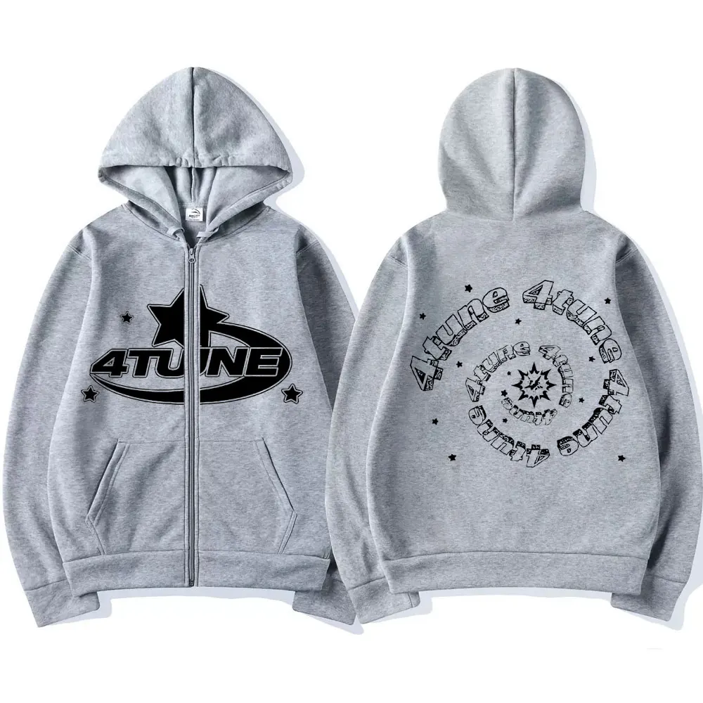 4Tune y2k Art Aesthetic Graphic Zipper Hoodie Unisex