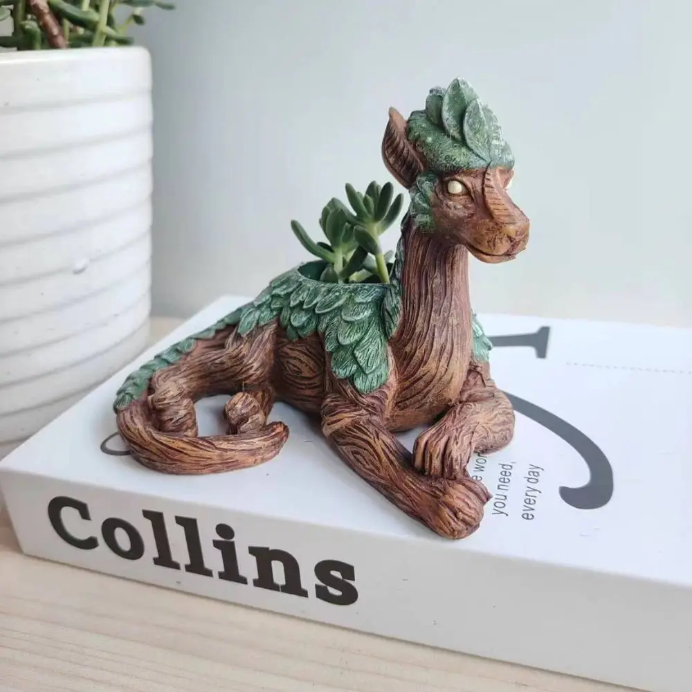 Creative Dragon Tree Succulent Planter – Resin Garden Statue 4