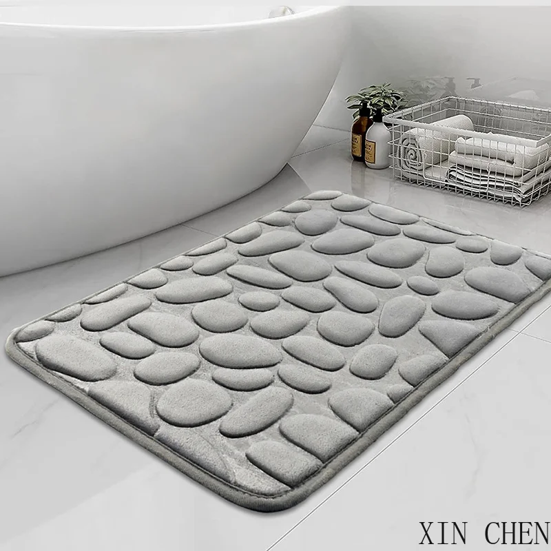 Cobblestone Embossed Bath Mat Nonslip Bathroom Carpets In Wash Basin