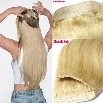 Halo Hair Extensions Human Hair Wire Human Hair Natural Straight Hairpiece  Hair Extension Invisible Fish Line
