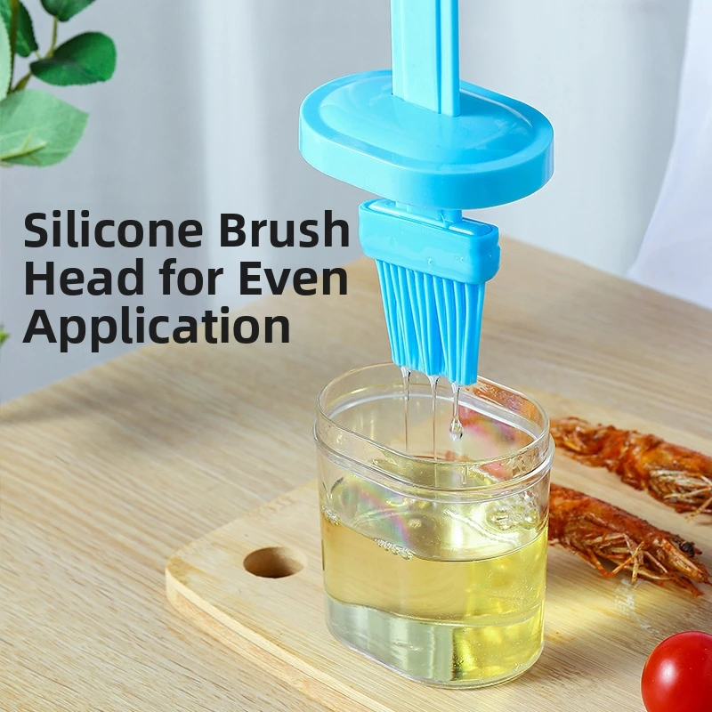 1pc Oil Brush Pancake Oil Brush Integrated Pan with Bottle Kitchen Dustproof Baking Tool