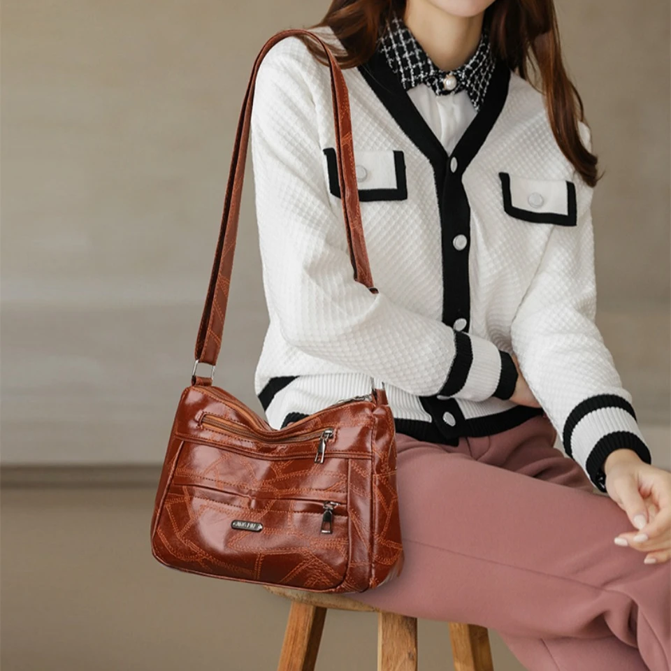 2 Main Pockets Purses and Handbags Pu Leather Crossbody Bags for Women Mom Designer Shoulder Messenger Bag Sac A Main New