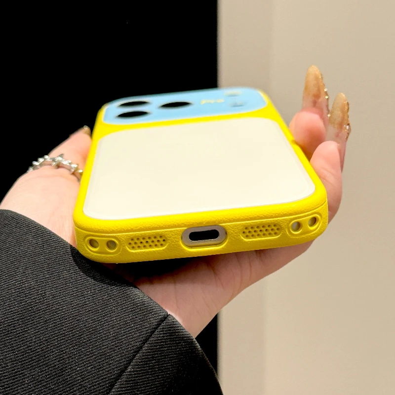 Glossy 3D Soft Leather Phone Case with Camera Protection - Candy Color Design