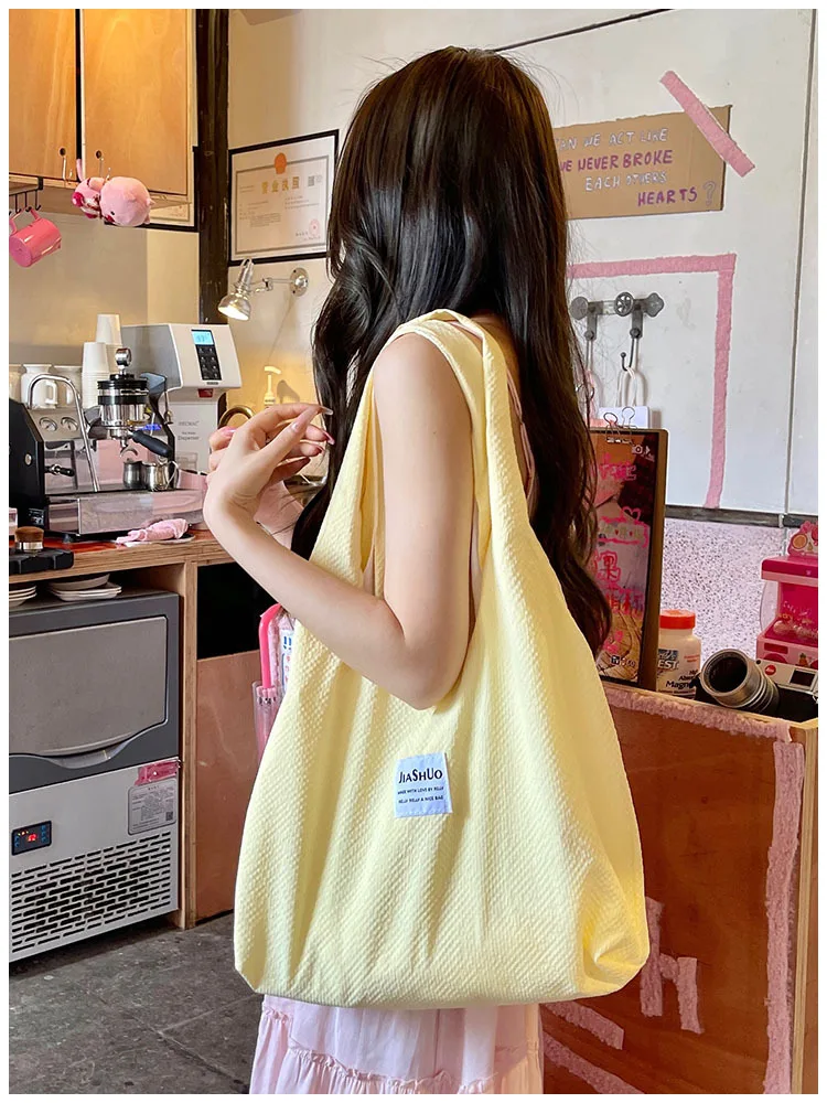 Grand Cabas En Toile Pour Femme - Sac Bandoulière Haute Capacité - Idéal étudiante - Beige