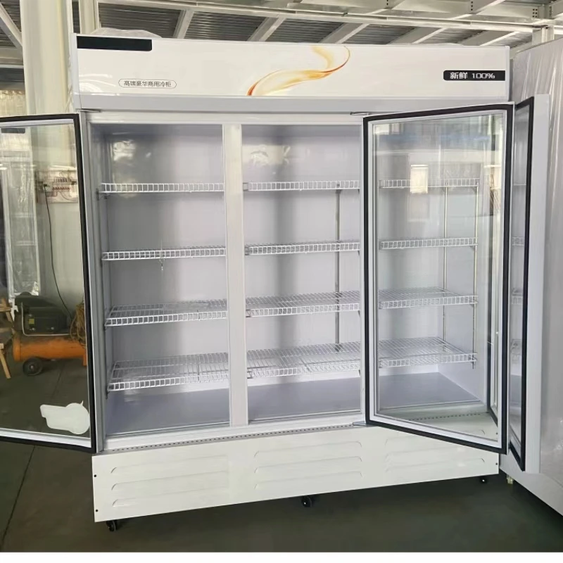 Three-Door White Plastic Door Frame Air-Cooled Beverage Display Cabinet Freezer Type Refrigerator