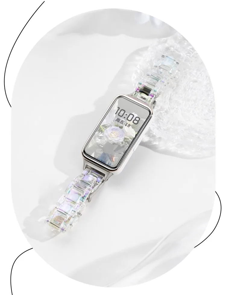 Women's Colorful Resin Transparent Watch Strap Replacement Bracelet