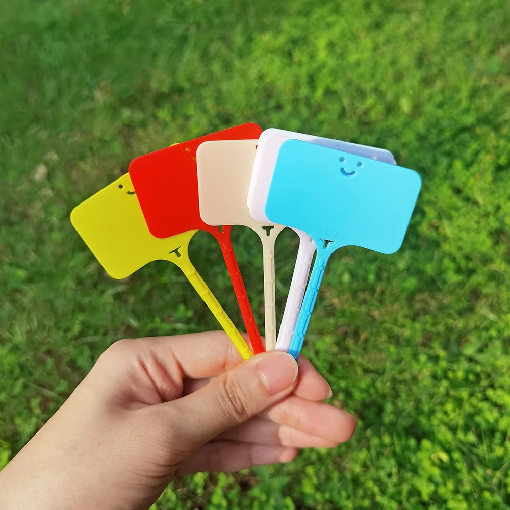 Garden Labels 30-100pcs Re-usable Plastic T-type Sign Tags Waterproof Markers Flower Vegetables Potted Stakes