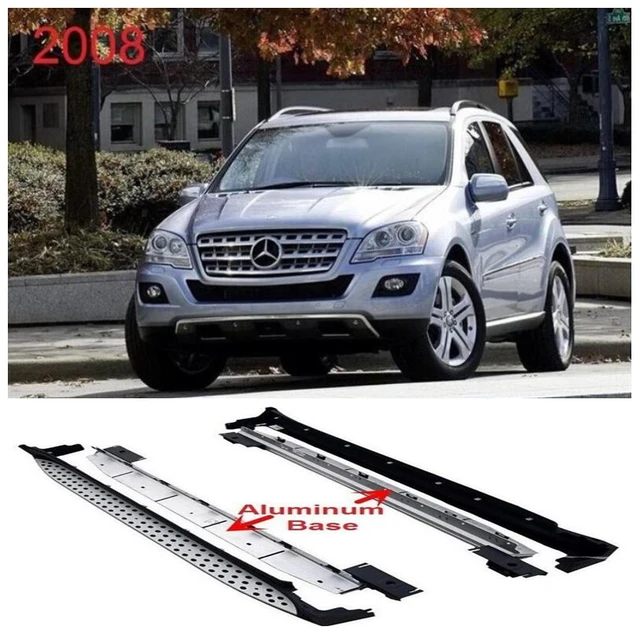 FREEMOTOR802 Compatible with 2006-2011 Mercedes Benz W164 ML Class Running  Boards, OE Factory Style Black Silver Aluminum Side Step Bar