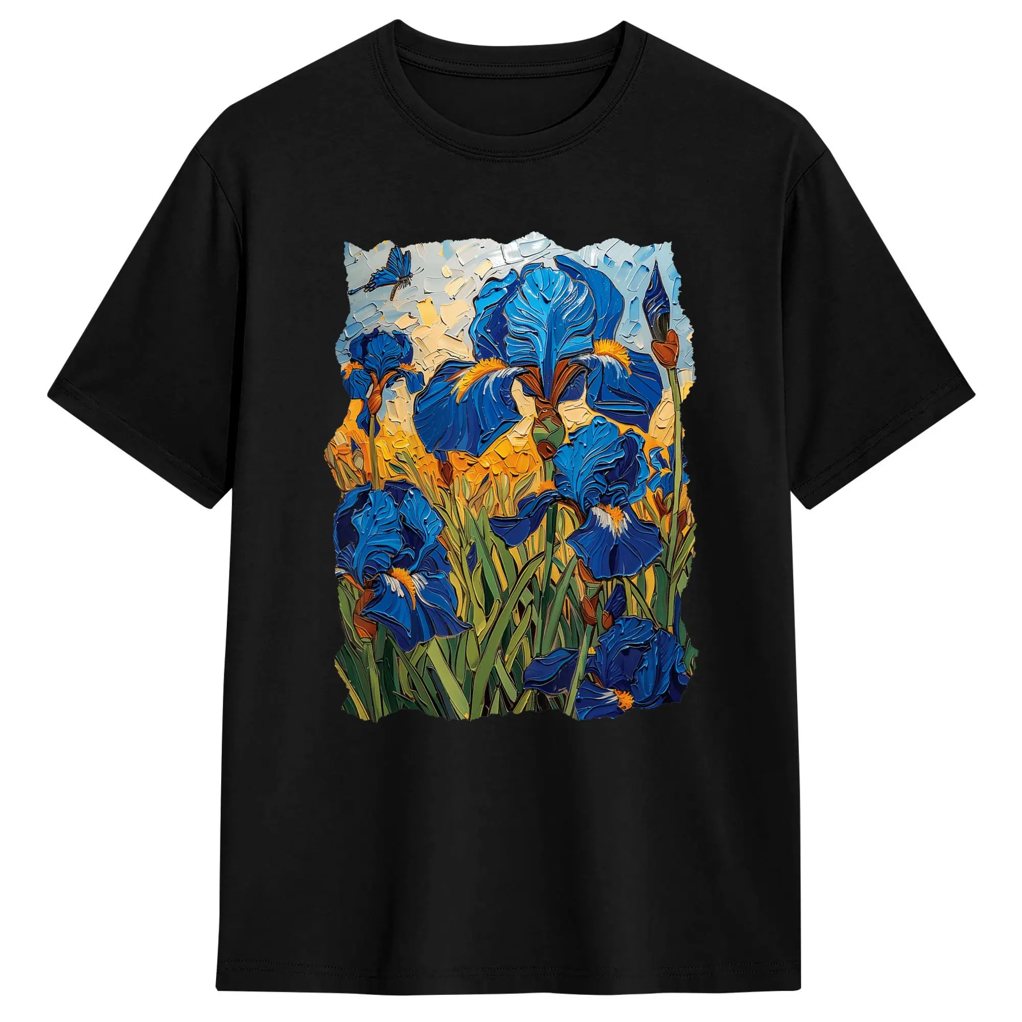 Van Gogh Starry Night Sunflower Graphic Vintage Cotton T-Shirt