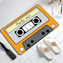 

Retro Cassette Music Tape Floor Carpet for Bathroom Living Room Front Door Mats Flannel Kitchen Rugs Hallway Entrance Mat