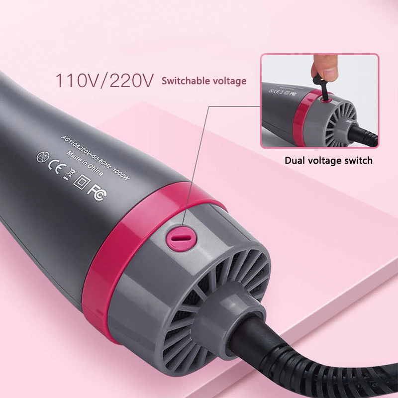 New upgrade Dual voltage 100-240V Hair Dryer Brush Straightener Curler Comb Electric Blow Roller Styler