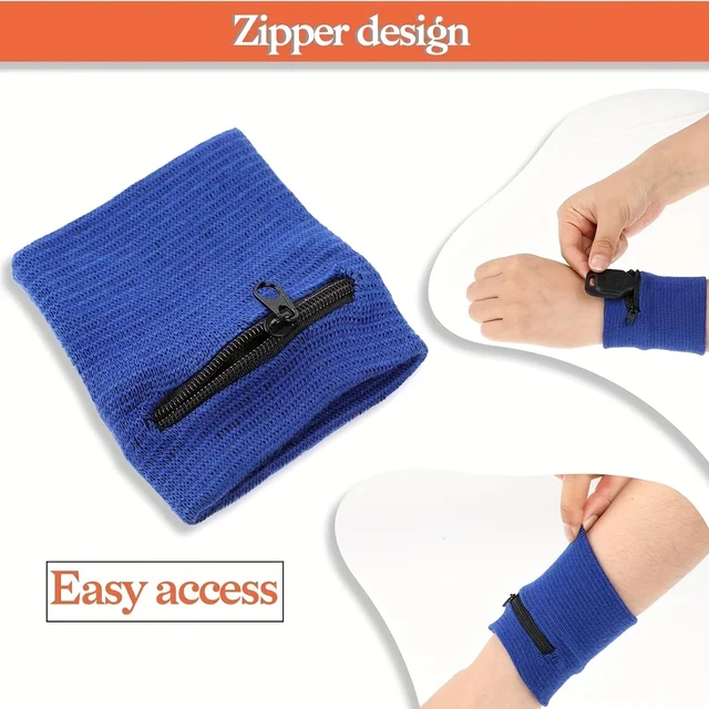 Sports Wristband with Zipper Pouch Running Sports Arm Band Bag for MP3 Key Card Storage Bag Basketball Sweatbands Wristband Bags 6
