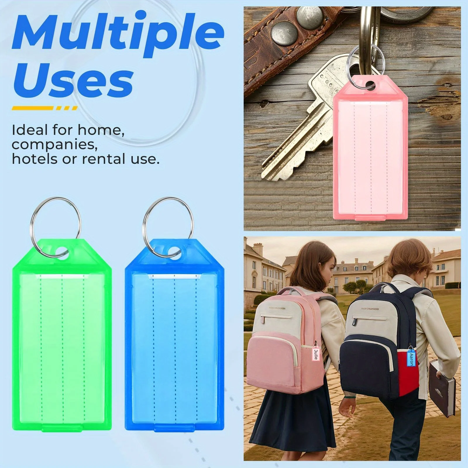 12-48pcs 플랩 투명 키 라벨 다채로운 플라스틱 키 체인 라벨 플레이트 DIY 양면 마킹 공항 호텔 수하물 ID JXB