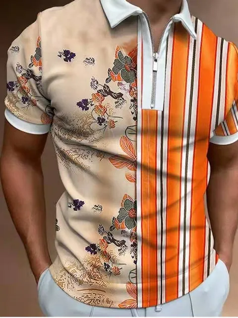 2021New Summer Men's Polo Shirt Joining Together Letters Color Polo Shirts Brand Men Short-Sleeved Tees Shirt Man Clothes S-3XL Khaki