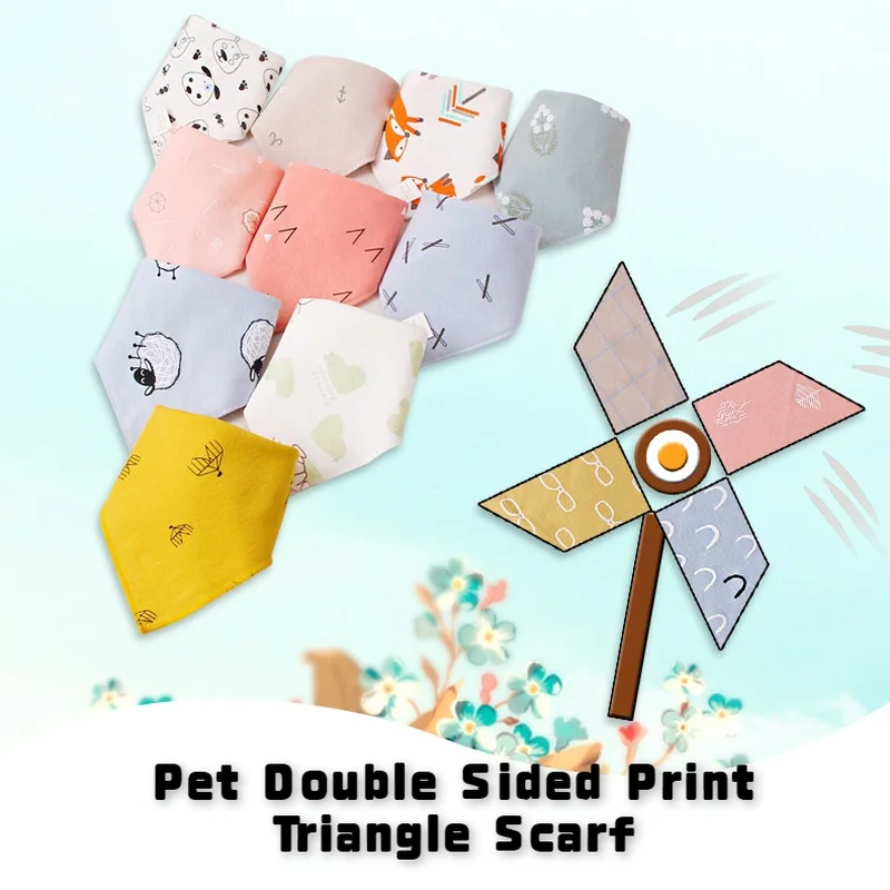 

Pet Double Sided Print Triangle Scarf Adjustable Dog Bandanas Large Pet Cotton Cat Neck Decor Puppy Collar Bibs Pets Accessories