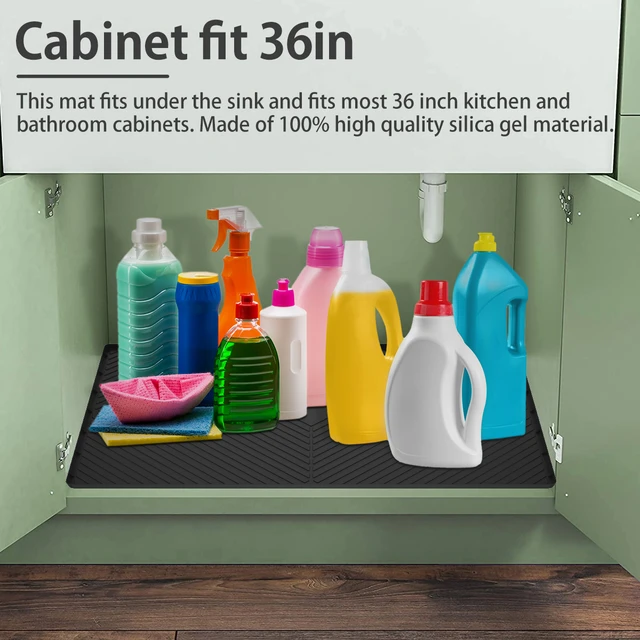 Under Sink Mat for Kitchen Cabinet Waterproof, 34 x 22 Silicone