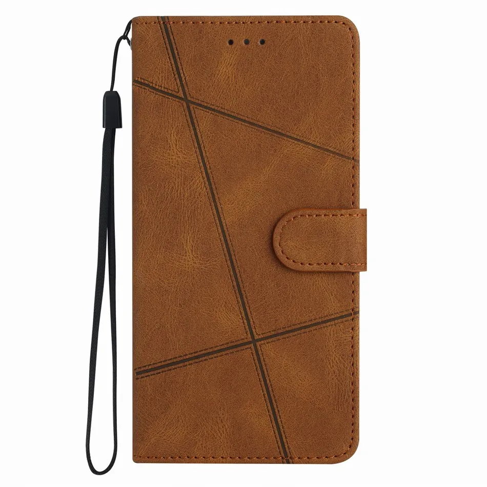 Elegant Wallet Flip Cover with Card Slot - Simple Line Design Phone Case
