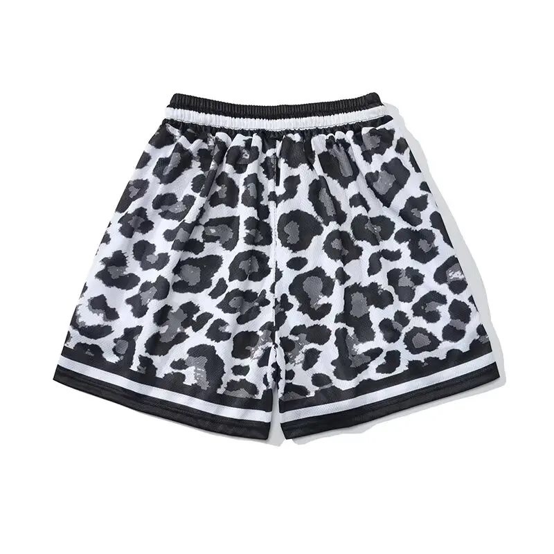 New Leopard Shorts Men's Basketball Shorts Quick Drying Sports Short Pants Summer Mesh Breathable Sweatpants High Street Shorts 2