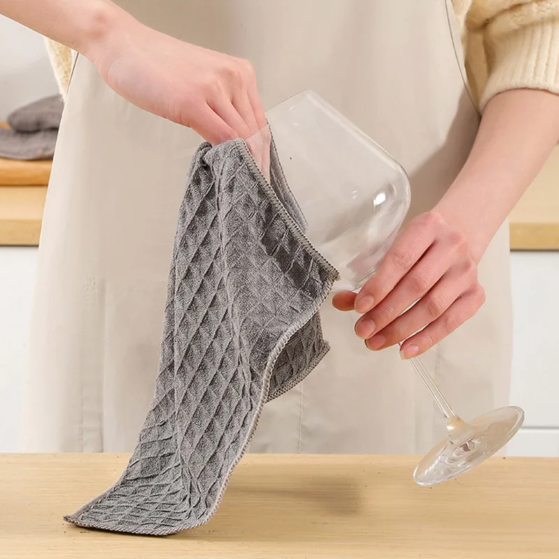 Waffle Weave Cotton Towel Dinner Plate Hand Towel Non-stick Oil Dish Washing Cloth Napkins Ultra Soft Absorbent Kitchen Dish Rag