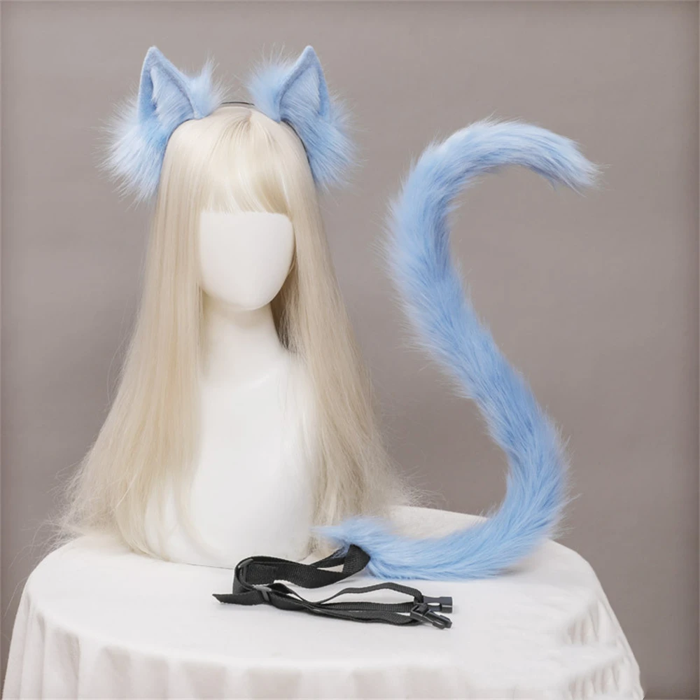 Plüsch Katzenohren Kopfschmuck Cosplay Verstellbares Stirnband Katzenschwanz Cosplay Zubehör Simulation Tierohren Halloween Anzug Geschenk – Detail 6