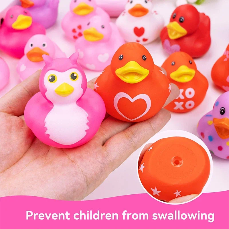 5Pcs Valentine's Day Rubber Ducks Bulk Funny Duck Vinyl Duck Toys Playing In Water Toys For Ducking Valentine Party Baby Shower