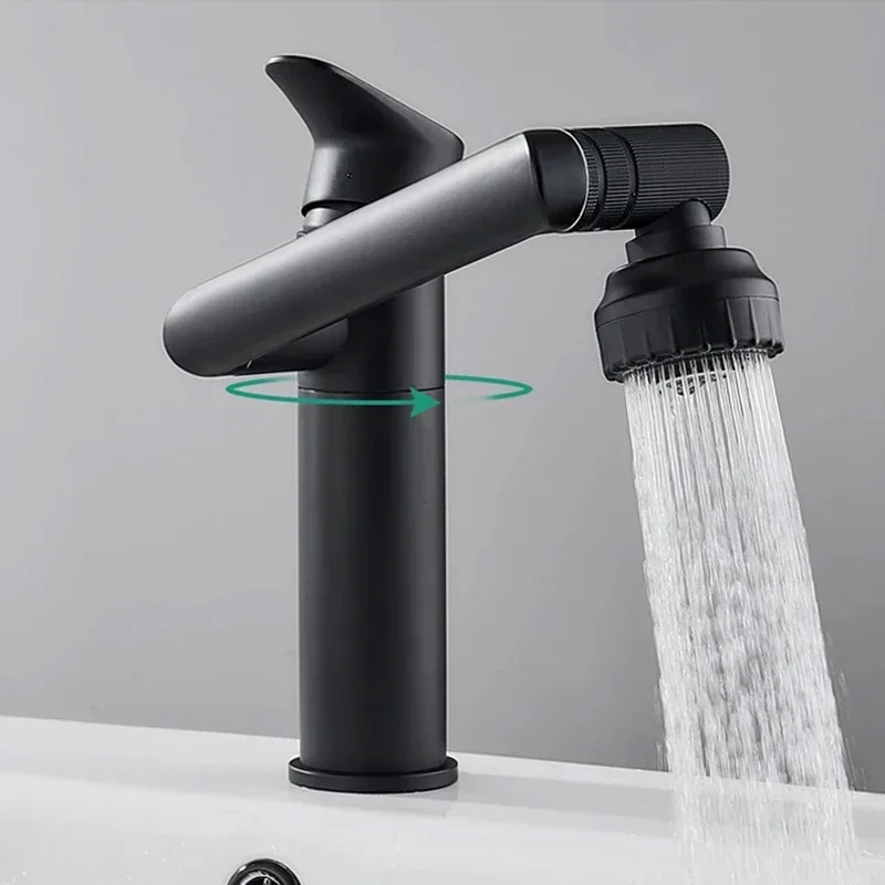 360 Degree Rotating Bathroom Mixer Tap Matte Black Basin Faucet