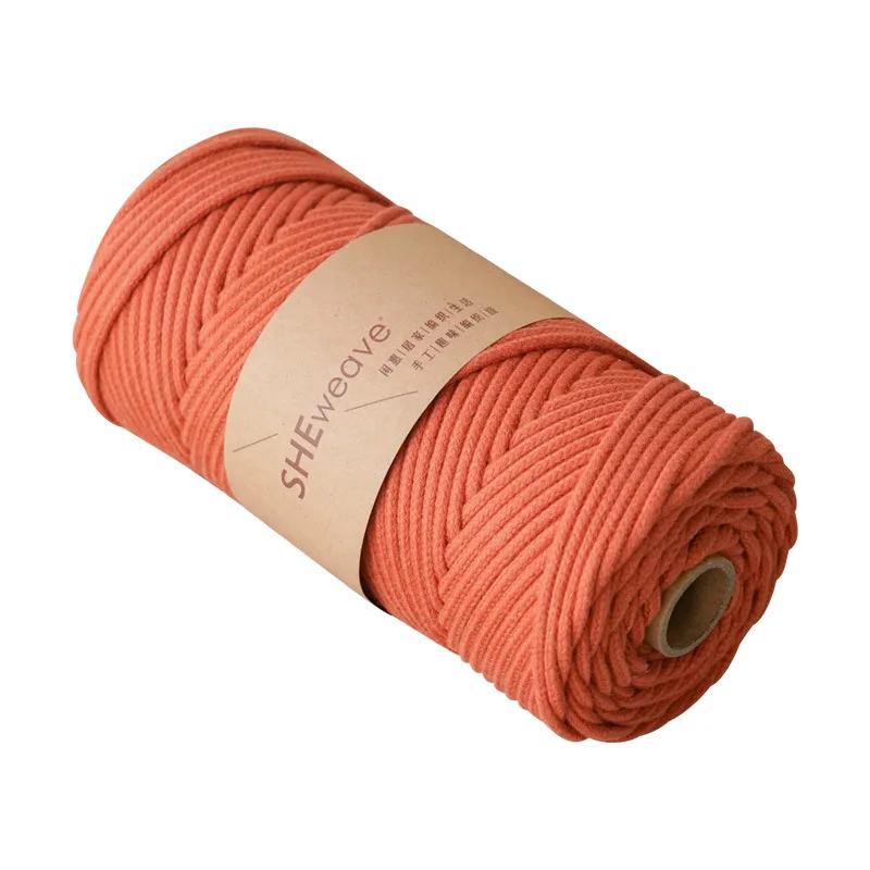 100 m/roll 3mm colorfulpure cotton core-spun cotton rope 21 yarn handmade diy material creame braided thread 5