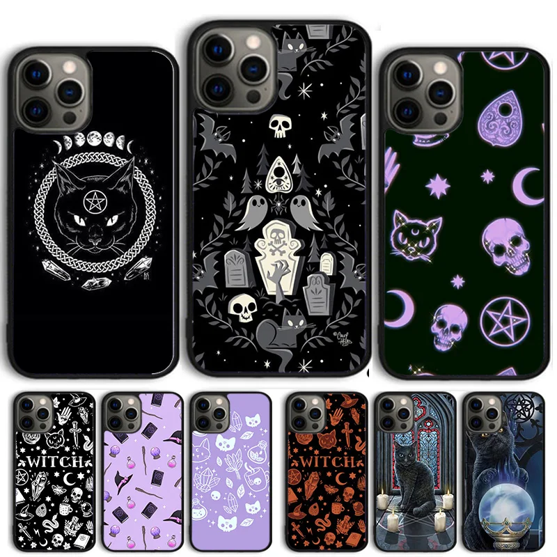 Custodia Goth Per IPhone 15 Con Design Ouija Board - Paraurti Ibrido Antiurto Con Retro Rigido Effetto Vetro