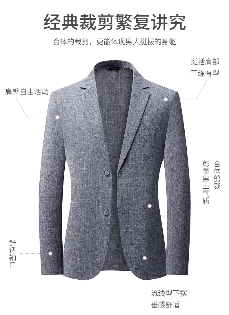 Slim Fit Herrenanzüge & Blazer 2026 Frühling Sommer Lässige Oberteile Kleine Anzugjacken Jugendmode Einfarbige Einreihige Mäntel – Detail 3
