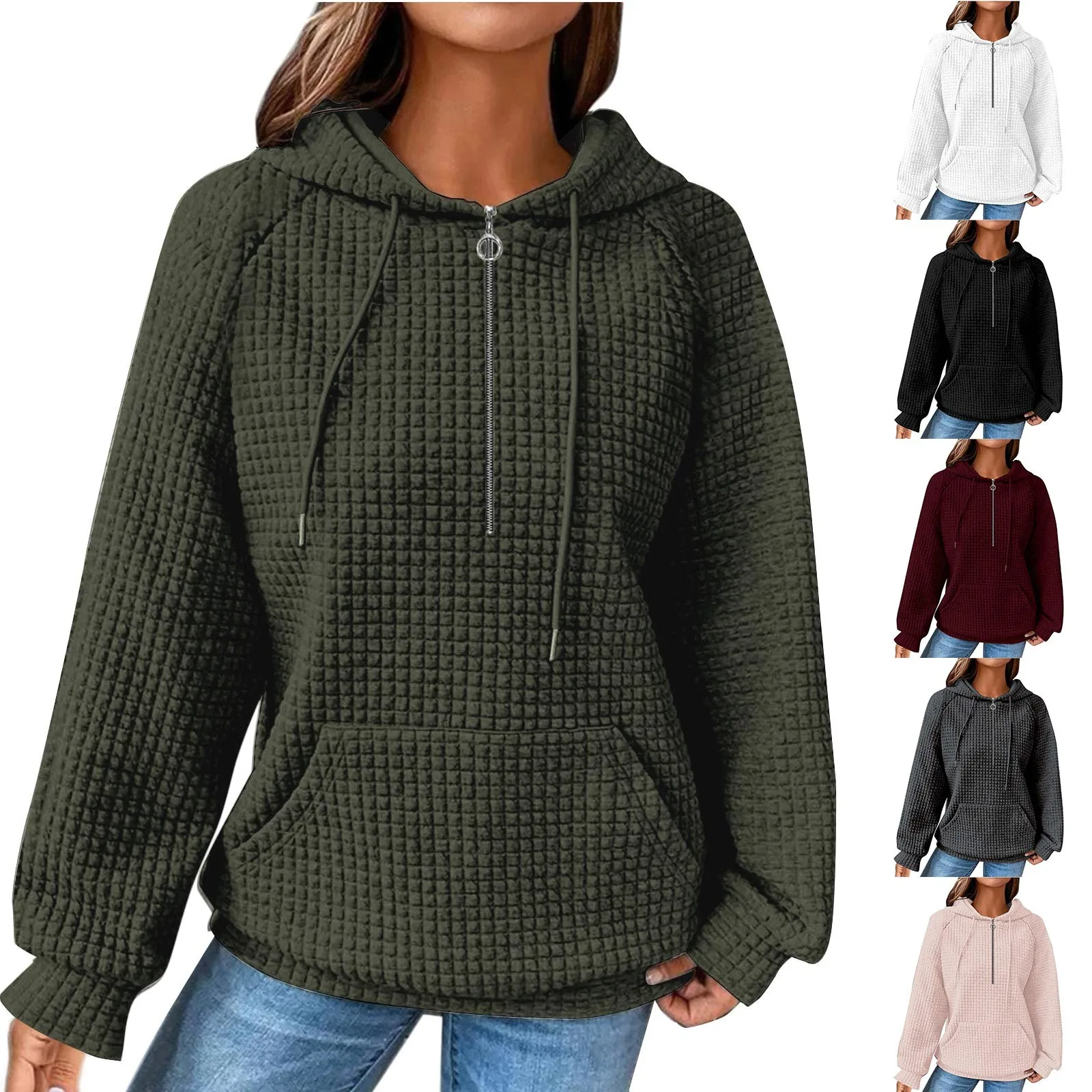 

Hoodies For Women Casual Fall Hooded Pullover Sweatshirts Drawstring Check Sweat Shirt Winter Fashion Women 2022