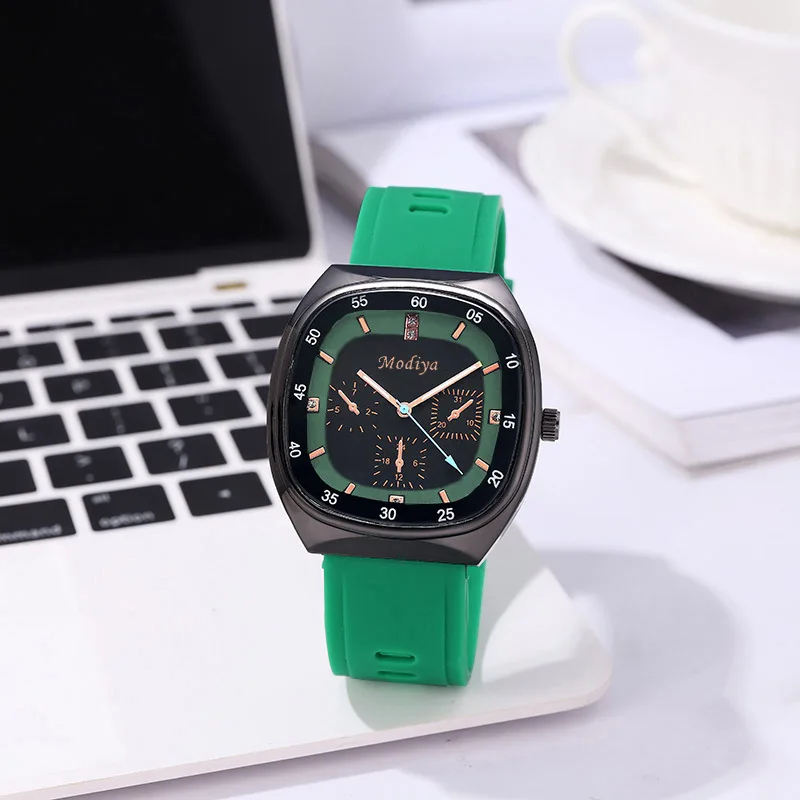 Women's silicone strap quartz watch three eye silicone men's and women's quartz watch