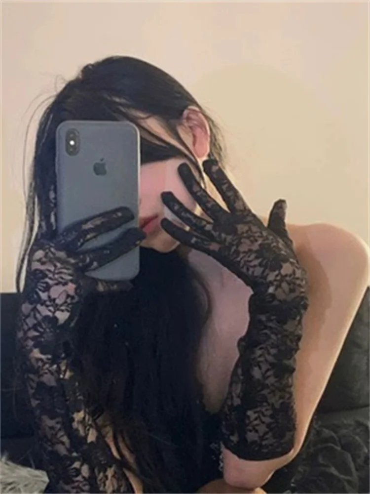 Halloween Gothic Long Nails Cosplay Gloves Funny Festival Witch Cosplay Costume Party Scary Props Black Mitten Gloves With Claws cosplay gloves