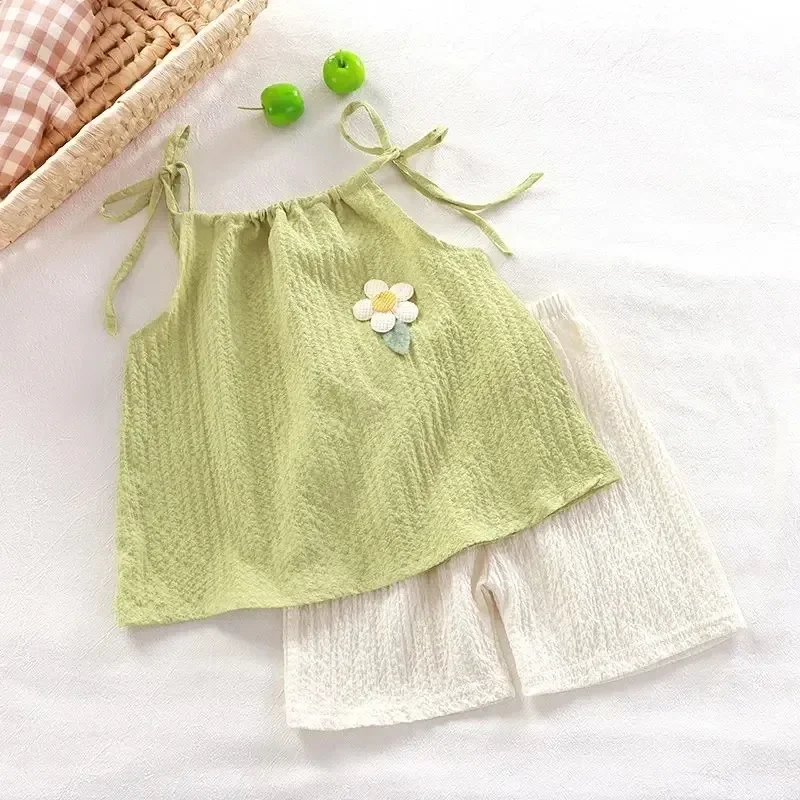 Neue Mädchen Set Sommer Neue Koreanische Modische Floral Weste Shorts Täglichen Tragen Zwei-stück Set Kinder Kleidung Mädchen