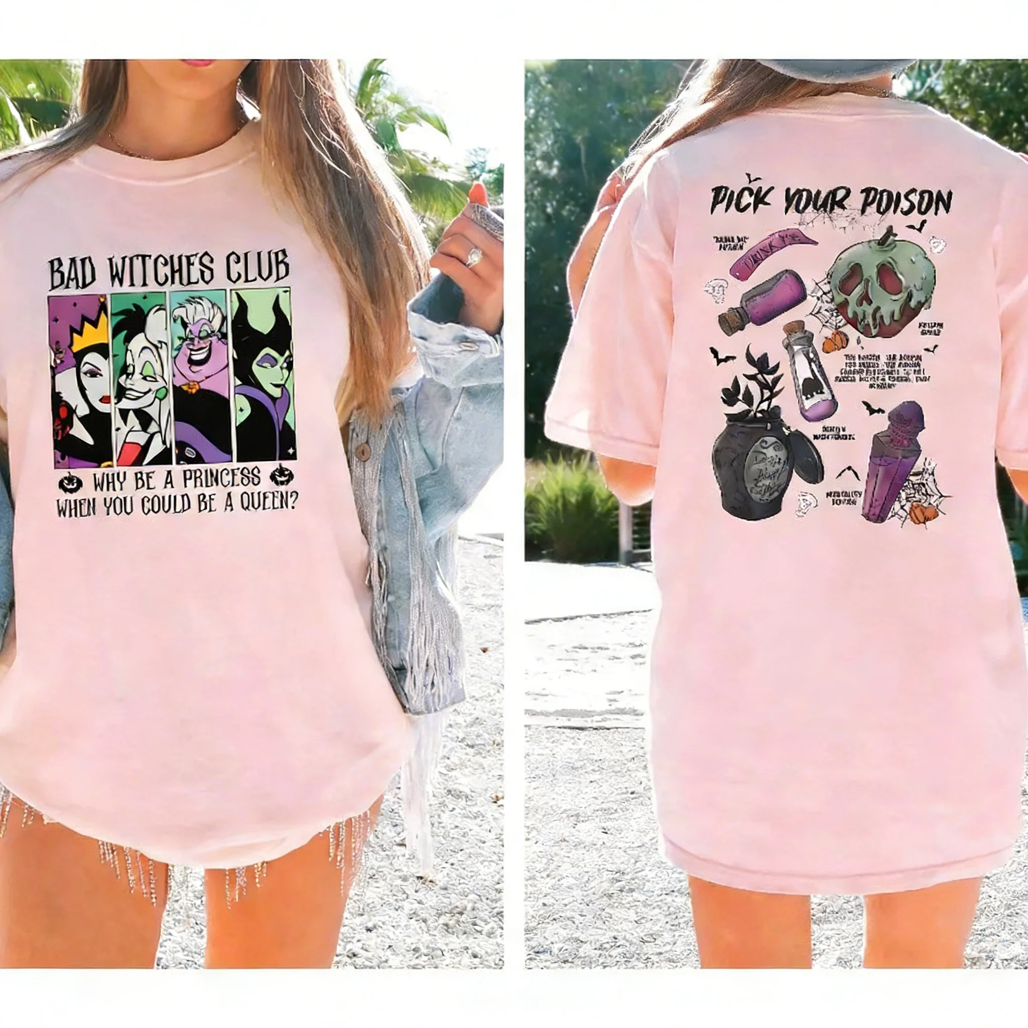 디즈니 위키드 위치 클럽 티셔츠 할로윈 악마의 여왕 셔츠 마리펜 요정 티셔츠 ..