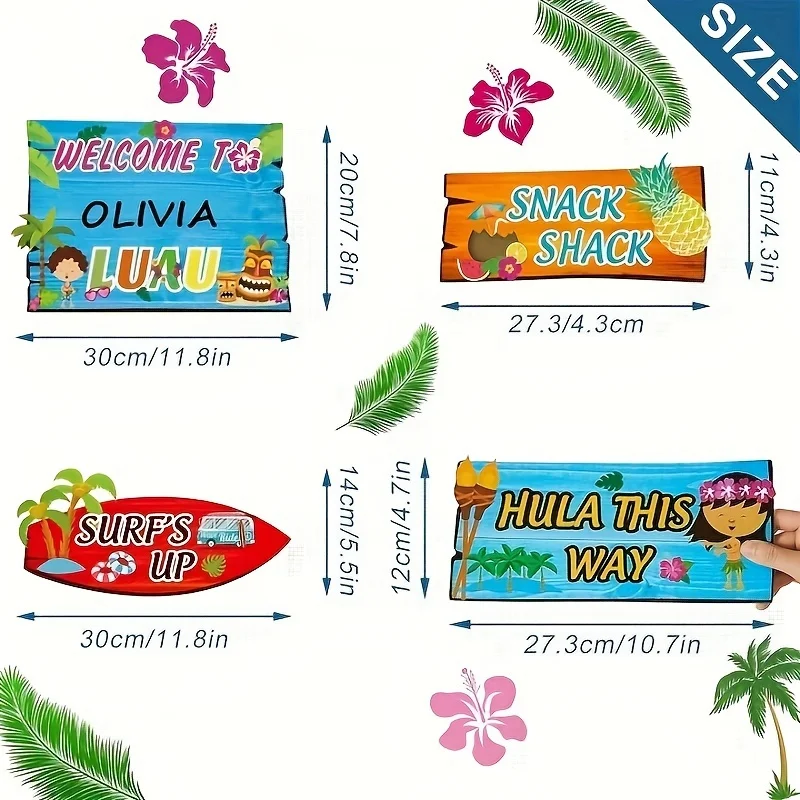 Luau Party Welcome Sign Tropical Hawaiian Summer Themed Decorations Sign Front Door 20 Pieces party decorations