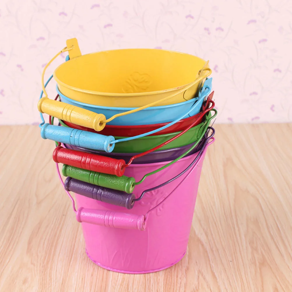 4 Pcs Galvanized Beach Bucket Child Children's Toys Kids Sand Iron Water Playthings 3