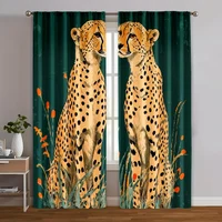 2pcs, Curtain Cloth 2D print Two lions in one Versatile 100% Polyester (without rod) Decorations Inside for Bedroom Living Room 1