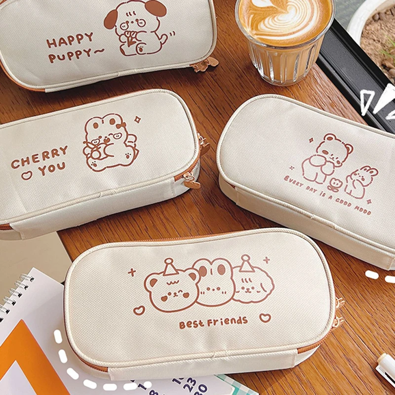 

Пенал для щенков, косметичка, сумка для хранения, многослойная Сумка для ручек, вместительные канцелярские принадлежности, офисные и школьные принадлежности, коробка для хранения