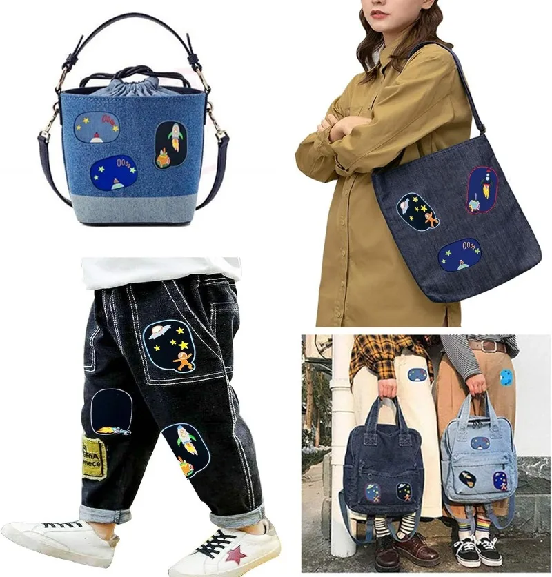 11-23 pezzi ferro su toppe di Jeans Patch di riparazione del ginocchio per cucire Patch di Jeans ferro su per abbigliamento distintivo ricamato riparazione di cuco fai da te  15