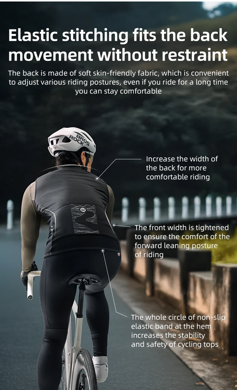 ROCKBROS Herbst Winter Radfahren Weste Winddicht Warme Fleece Ärmellose Jacke Thermische Weste Mantel Outdoor Sport Radfahren Kleidung – Detail 11